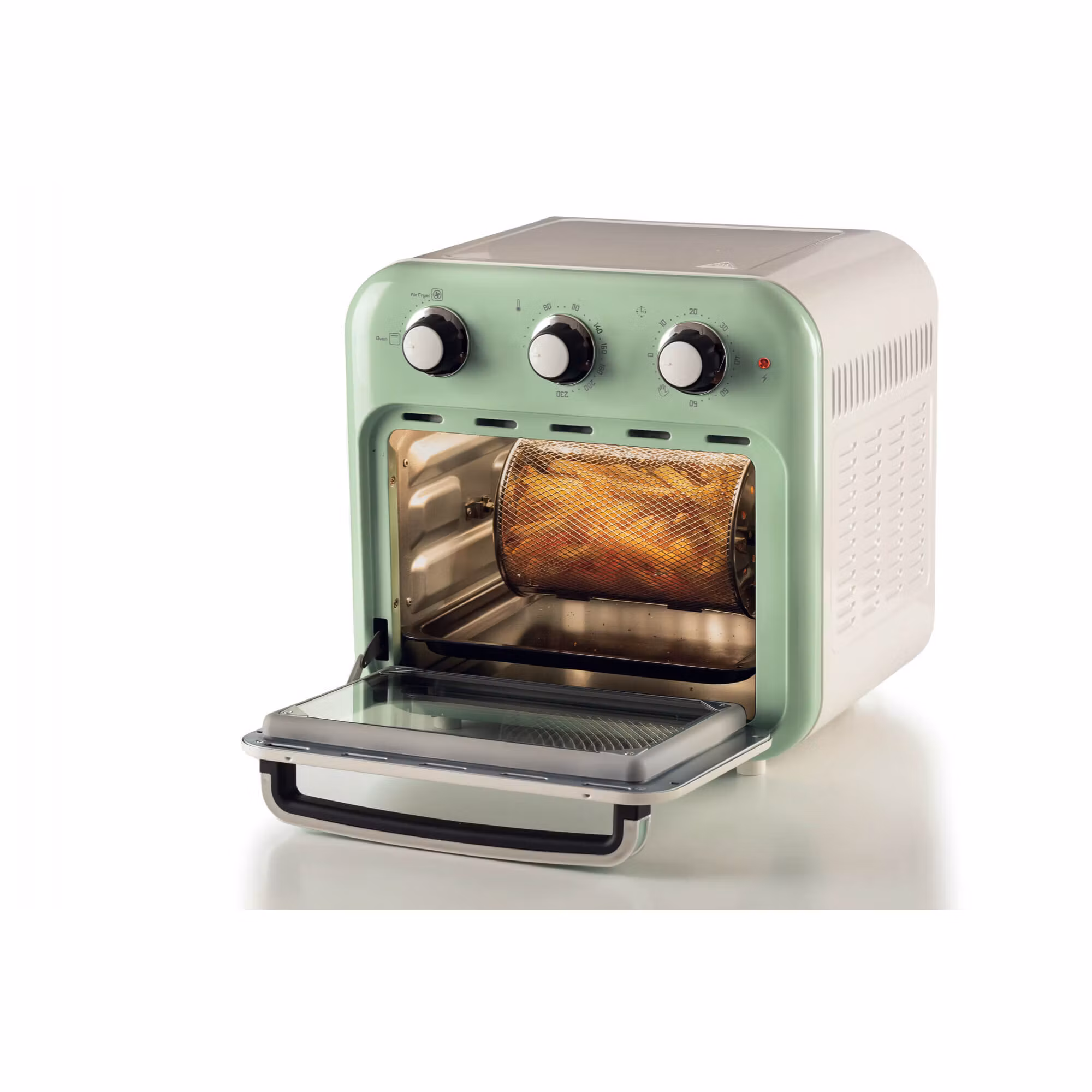 Ariete 4632 Air fryer och ugn Vintage, 1400W, 2in1, Kapacitet 16L, Tillbehör ingår, Timer 60 minuter, Dubbelt glas, Grön