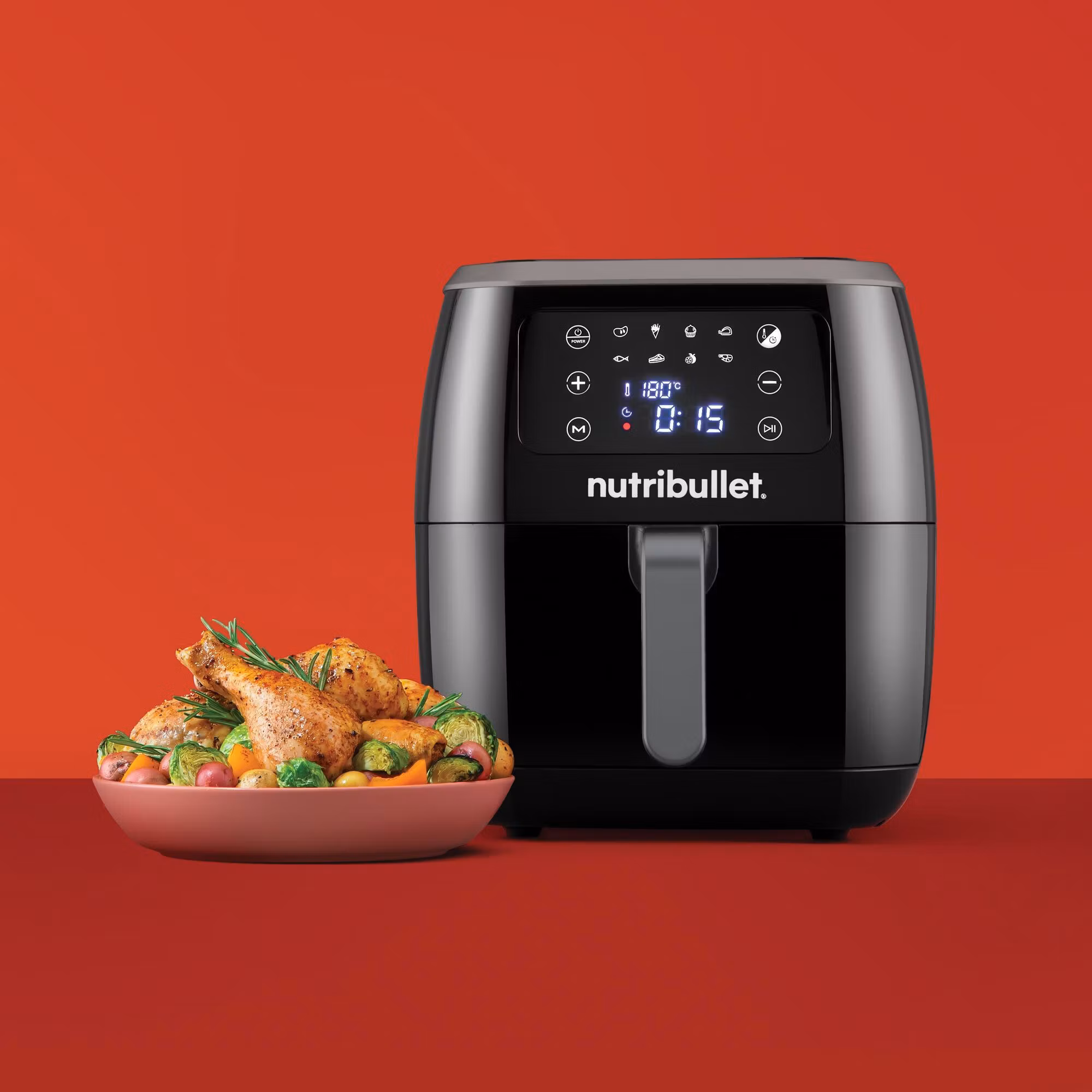 NutriBullet XXL Digital Air Fryer Single 7 L fristående 1800 W varmluftsfritös svart