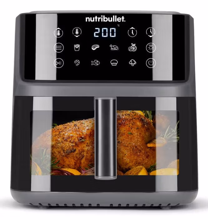 NutriBullet CrispLite Vision Single 8 L fristående 2000 W varmluftsfritös svart