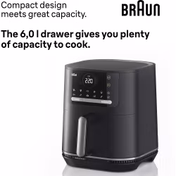 Braun Houshold 2-i-1 varmluftsfritös MultiFry 5, HF 5054I (svart, 2 000 watt, korg 6,0 liter)