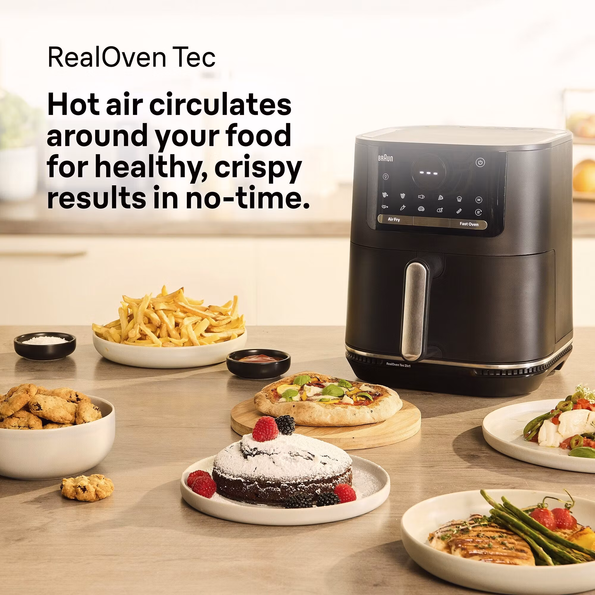 Braun Houshold 2-i-1 varmluftsfritös MultiFry 5, HF 5054I (svart, 2 000 watt, korg 6,0 liter)