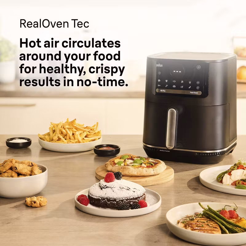 Braun Houshold 2-i-1 varmluftsfritös MultiFry 5, HF 5054I (svart, 2 000 watt, korg 6,0 liter)