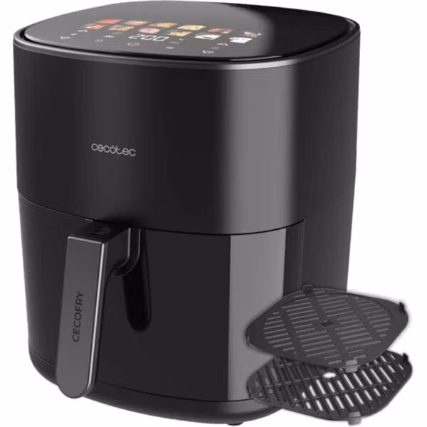 Cecotec Cecofry&Grill Duoheat 6500 svart airfryer, 2 200 watt, 6,5 liters korg, med insynsfönster och dubbelt värmeelement