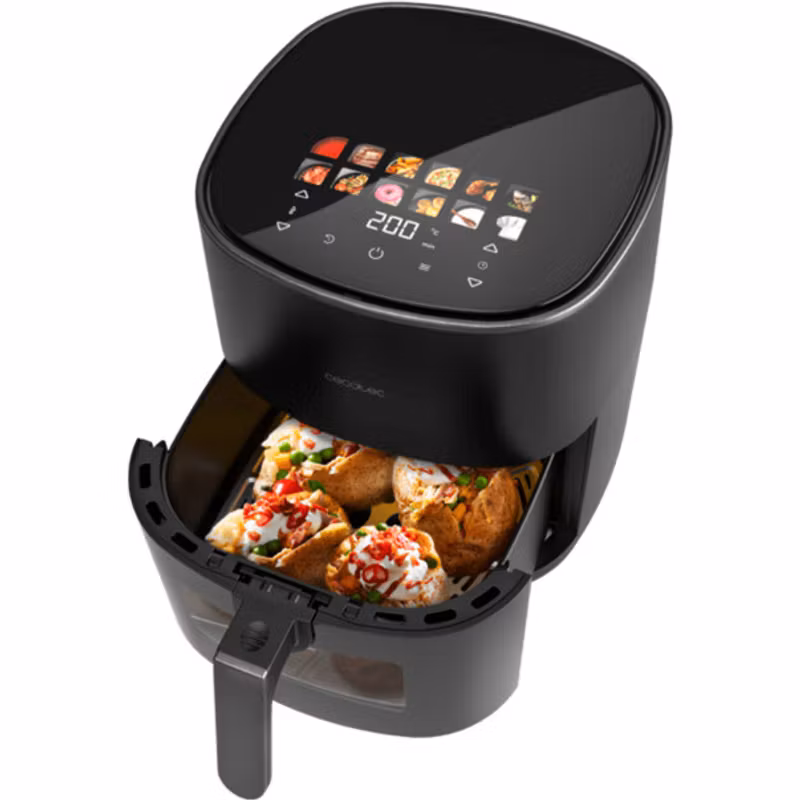 Cecotec Cecofry&Grill Duoheat 6500 svart airfryer, 2 200 watt, 6,5 liters korg, med insynsfönster och dubbelt värmeelement