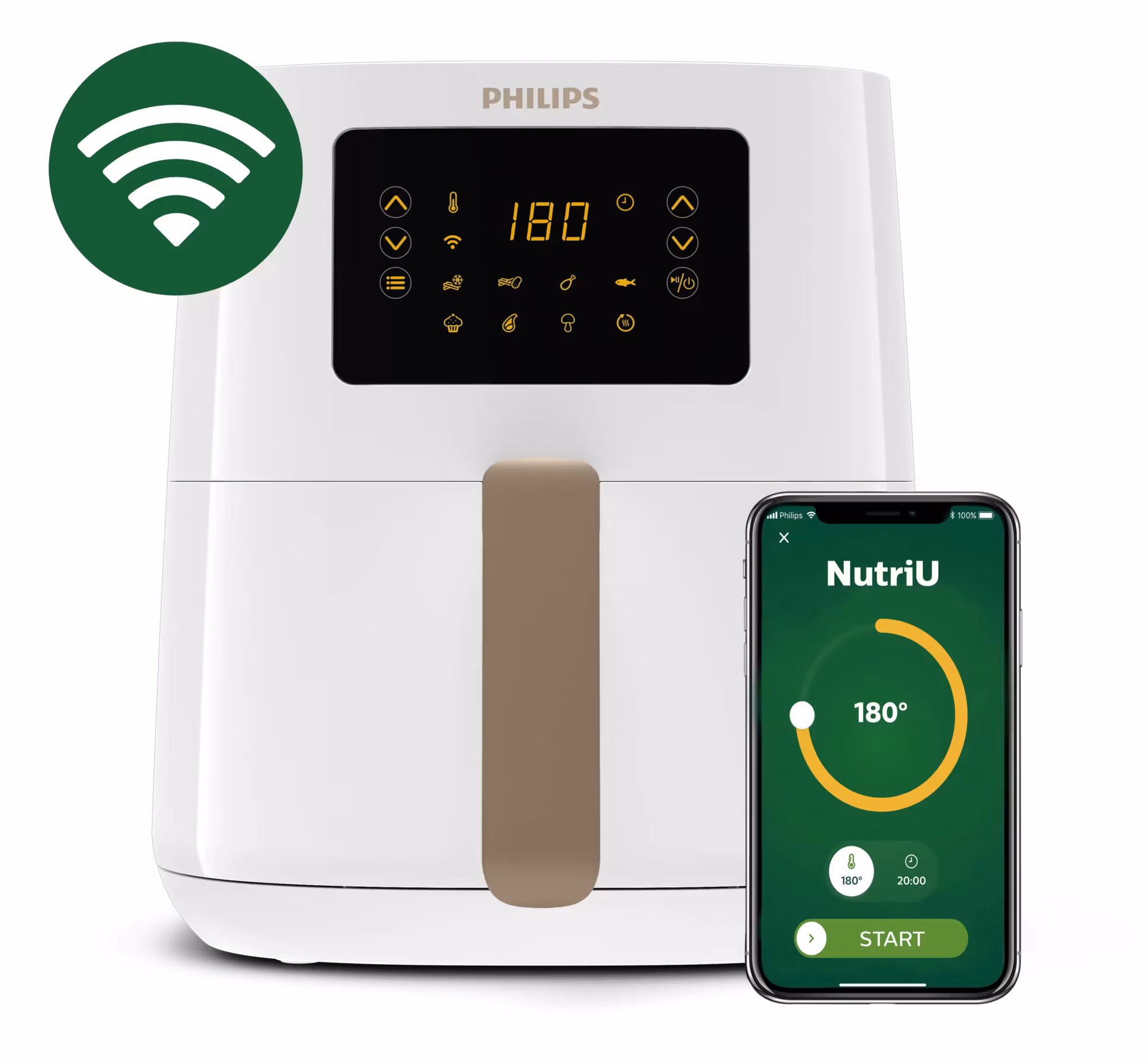 Philips 5000 series HD9255/30 varmluftsfritös 4,1 L fristående 1400 W guld, vit