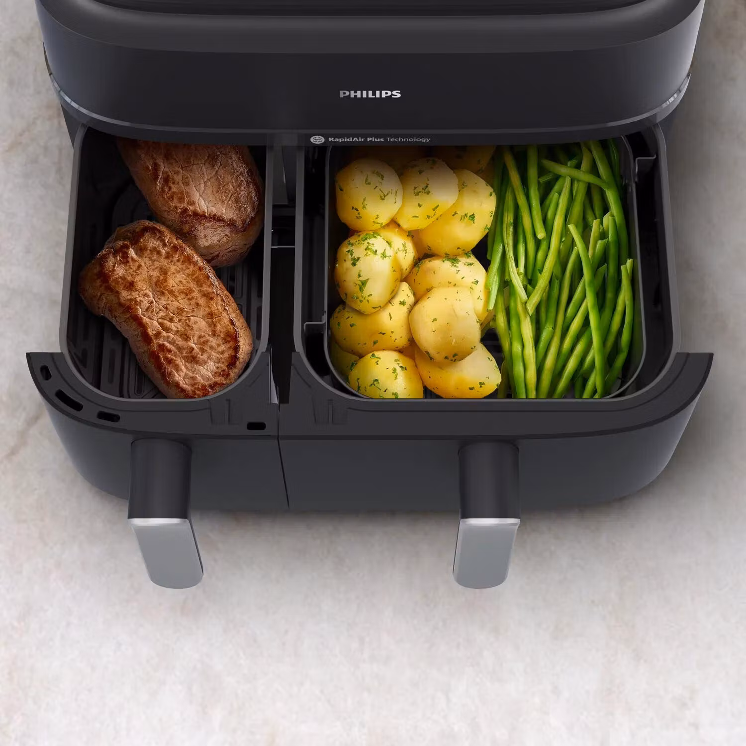 Philips 5000 series NA551/00 varmluftsfritös Dubbel 9 L fristående 2750 W Svart, Silver