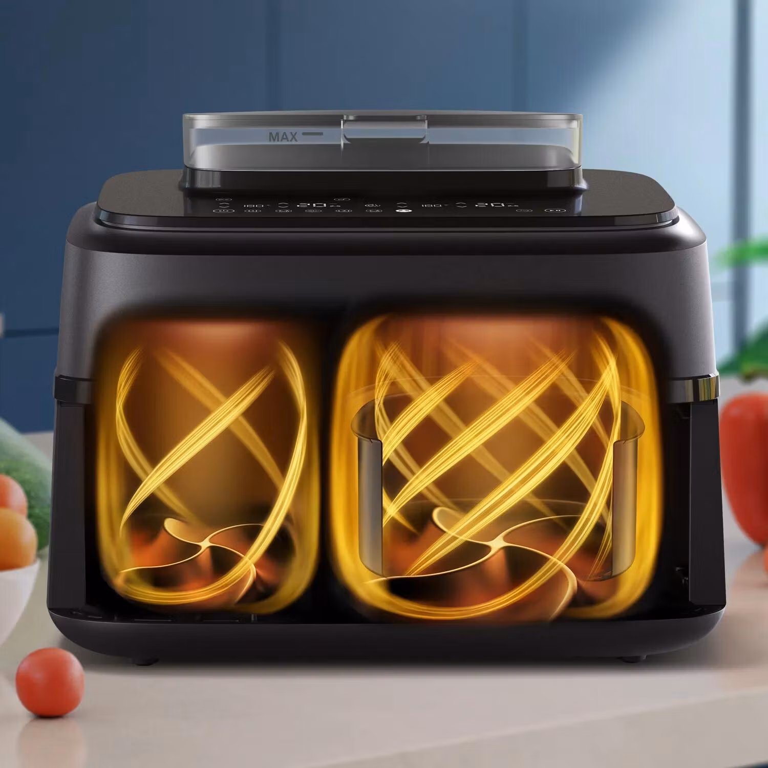 Philips 5000 series NA551/00 varmluftsfritös Dubbel 9 L fristående 2750 W Svart, Silver