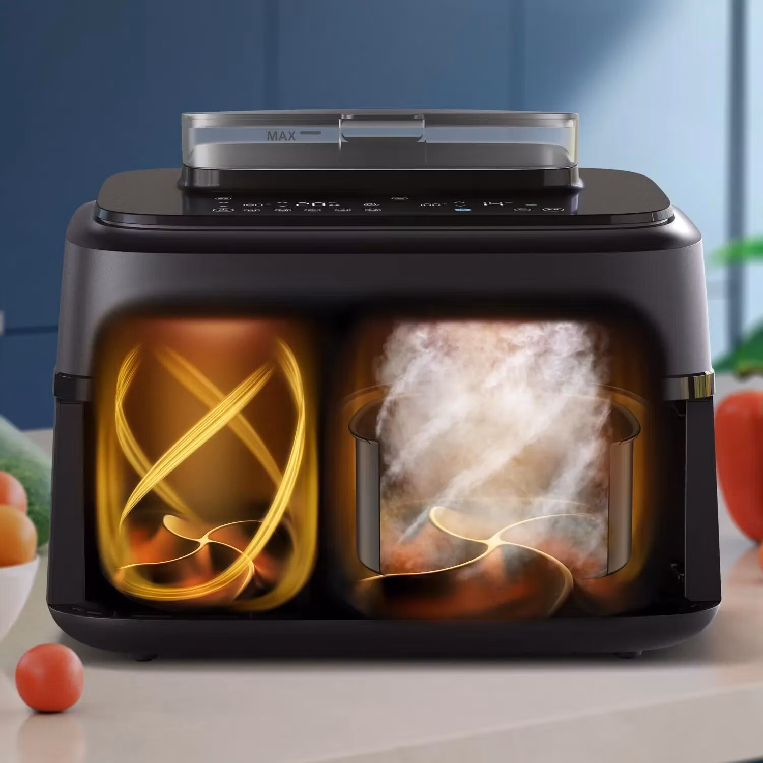Philips 5000 series NA551/00 varmluftsfritös Dubbel 9 L fristående 2750 W Svart, Silver