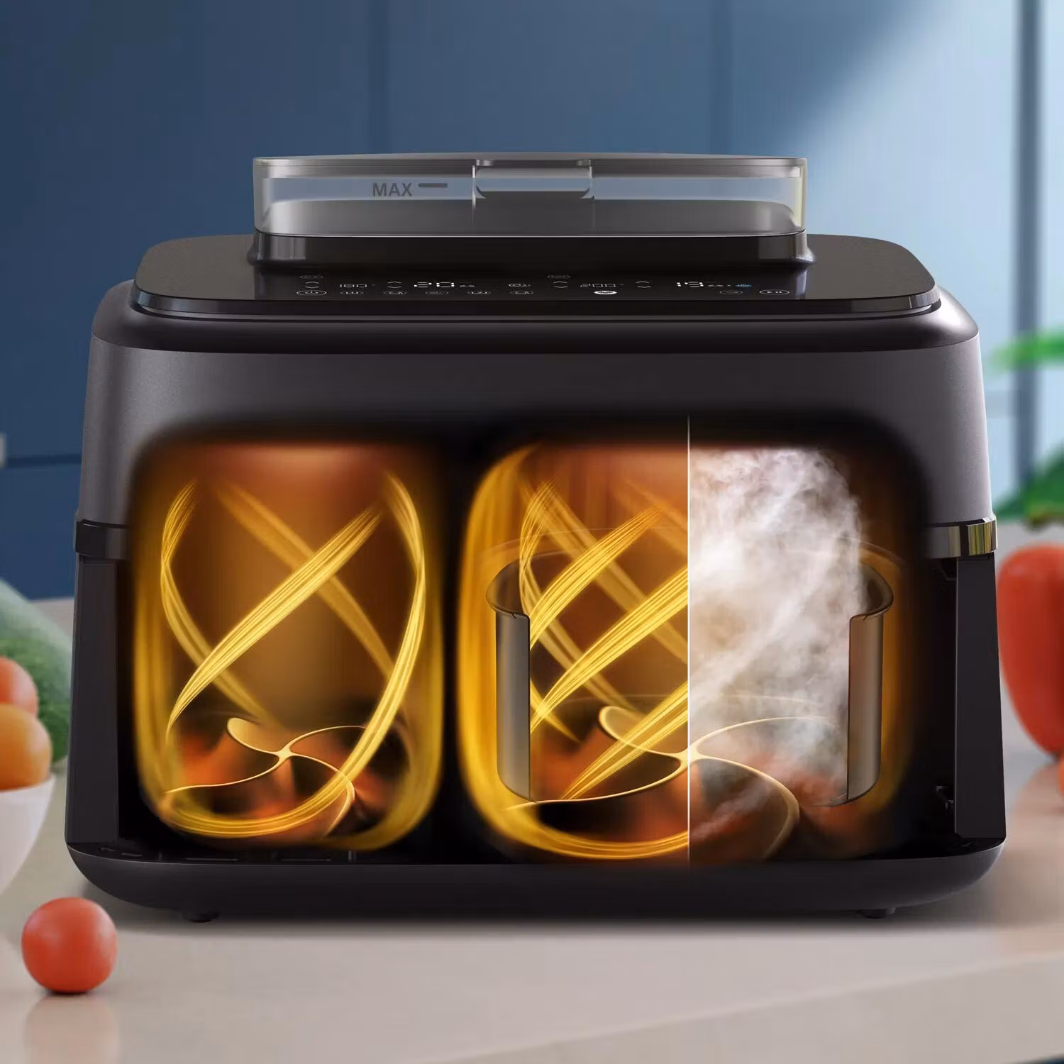 Philips 5000 series NA551/00 varmluftsfritös Dubbel 9 L fristående 2750 W Svart, Silver