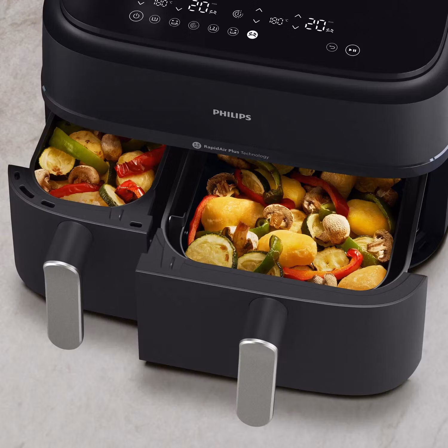 Philips 5000 series NA551/00 varmluftsfritös Dubbel 9 L fristående 2750 W Svart, Silver