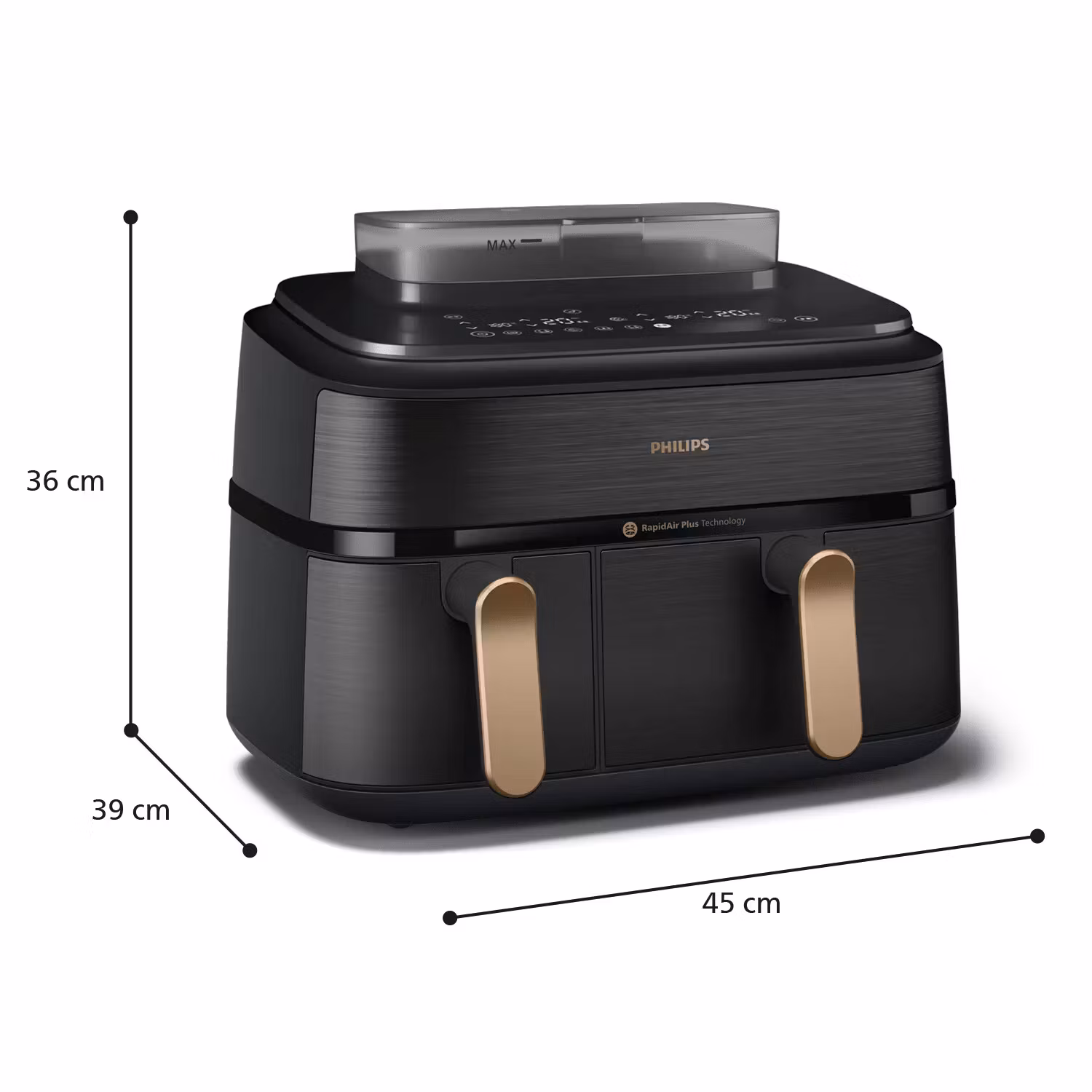 Philips 5000 series NA552/00 Airfryer Dubbel 9 L fristående 2750 W varmluftsfritös svart/guld