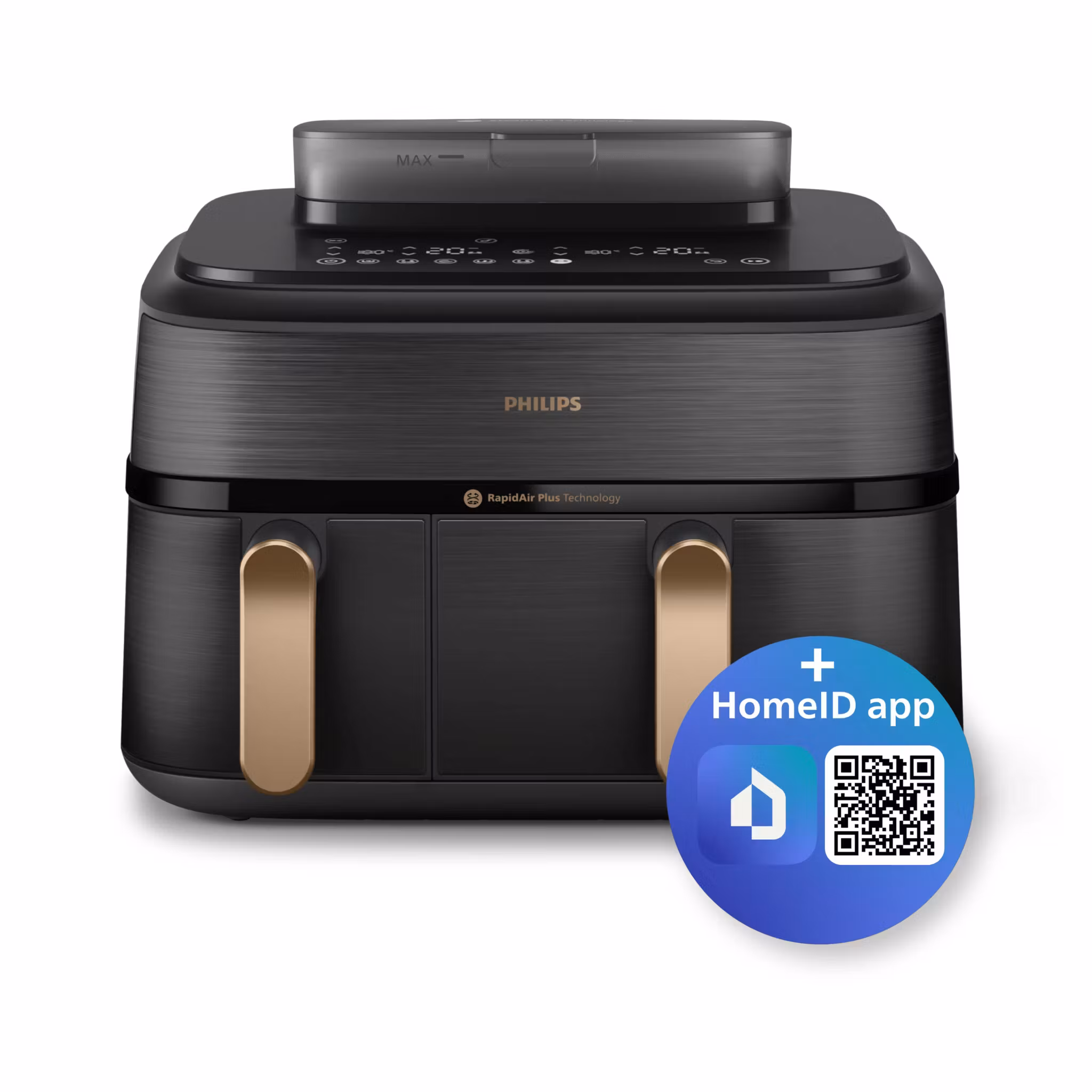 Philips 5000 series NA552/00 Airfryer Dubbel 9 L fristående 2750 W varmluftsfritös svart/guld