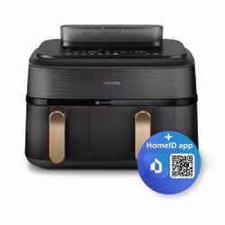 Philips 5000 series NA552/00 Airfryer Dubbel 9 L fristående 2750 W varmluftsfritös svart/guld