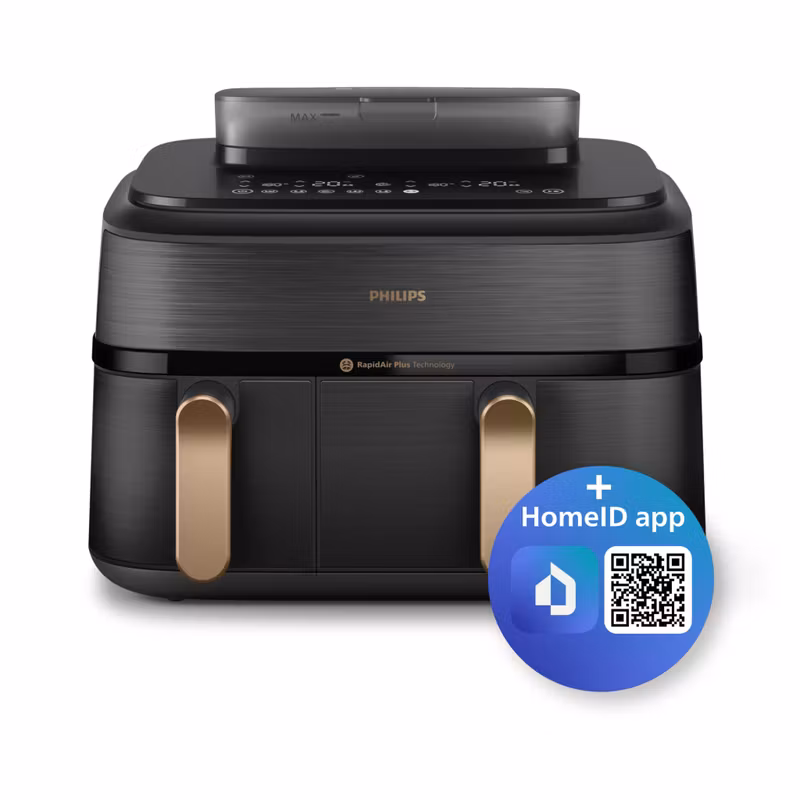 Philips 5000 series NA552/00 Airfryer Dubbel 9 L fristående 2750 W varmluftsfritös svart/guld
