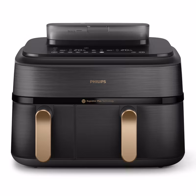 Philips 5000 series NA552/00 Airfryer Dubbel 9 L fristående 2750 W varmluftsfritös svart/guld