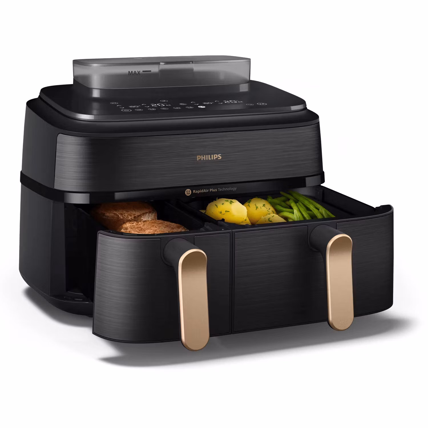 Philips 5000 series NA552/00 Airfryer Dubbel 9 L fristående 2750 W varmluftsfritös svart/guld