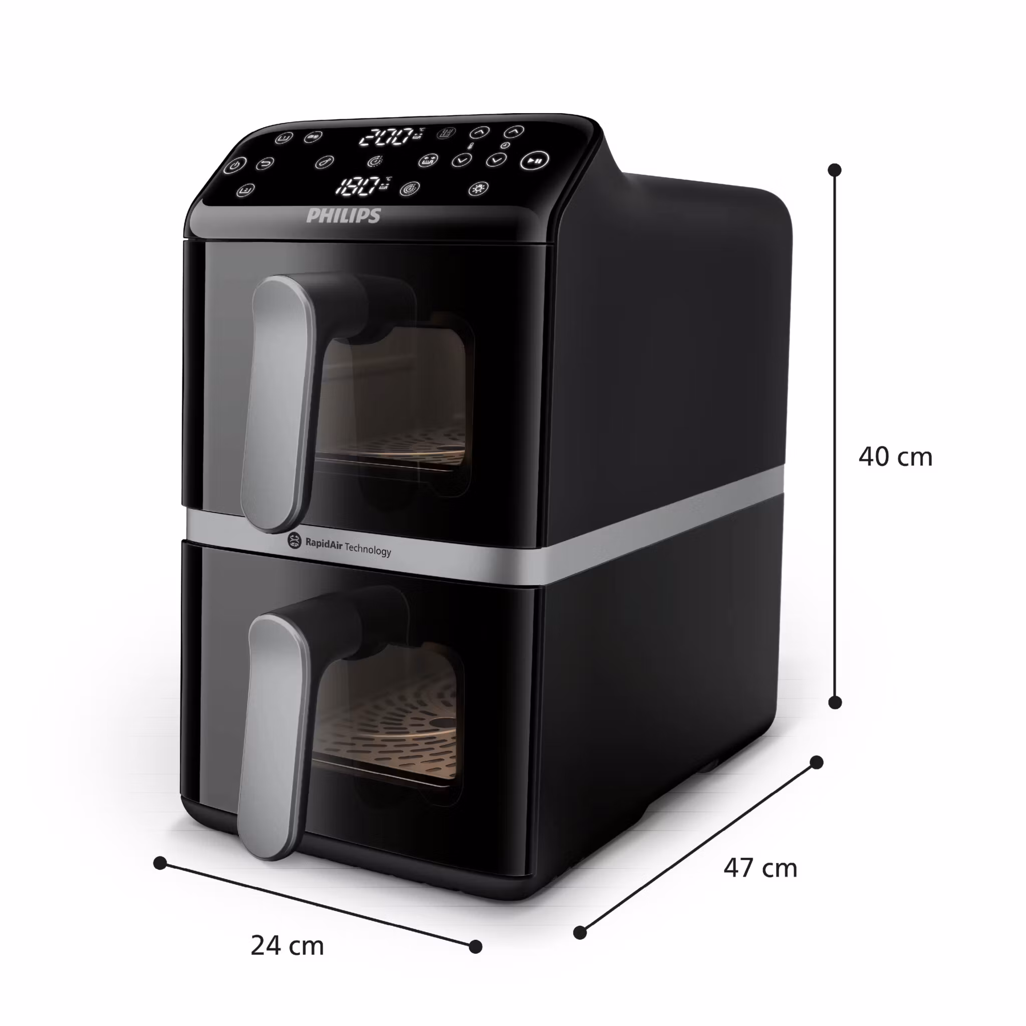Philips 4000 series NA461/00 fritös dubbel 10 L fristående 2750 W varmluftsfritös svart, silver