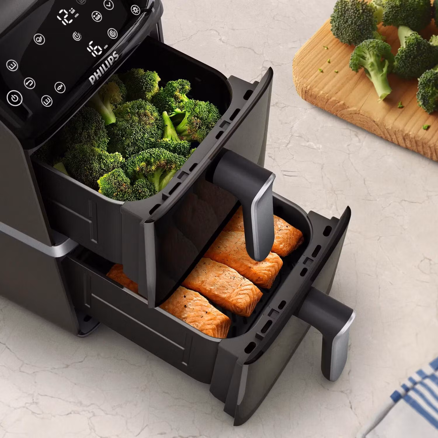 Philips 4000 series NA461/00 fritös dubbel 10 L fristående 2750 W varmluftsfritös svart, silver