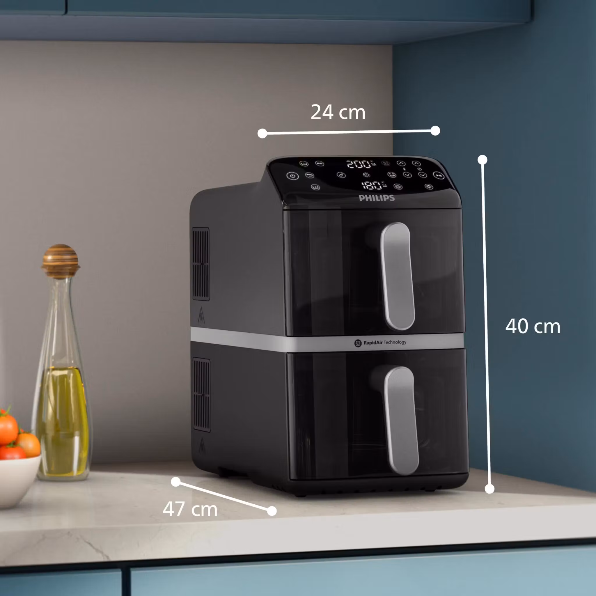 Philips 4000 series NA461/00 fritös dubbel 10 L fristående 2750 W varmluftsfritös svart, silver
