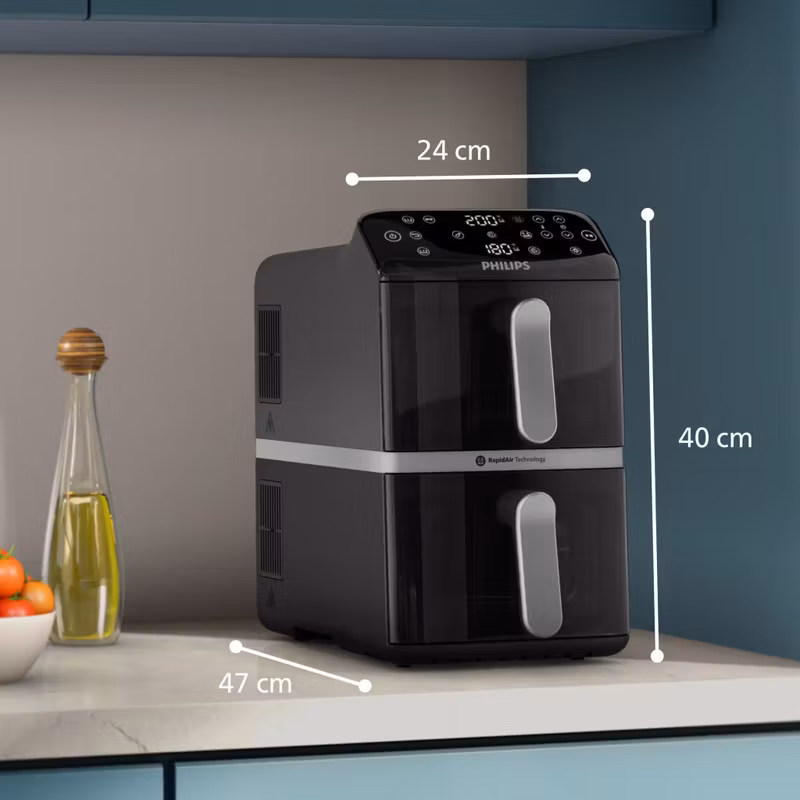 Philips 4000 series NA461/00 fritös dubbel 10 L fristående 2750 W varmluftsfritös svart, silver