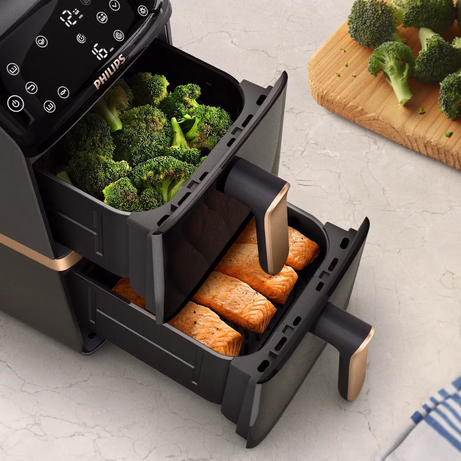 Philips 4000 series Dual Stack Airfryer Vertical Basket 10L Double Stand-alone 2750 W varmluftsfritös svart
