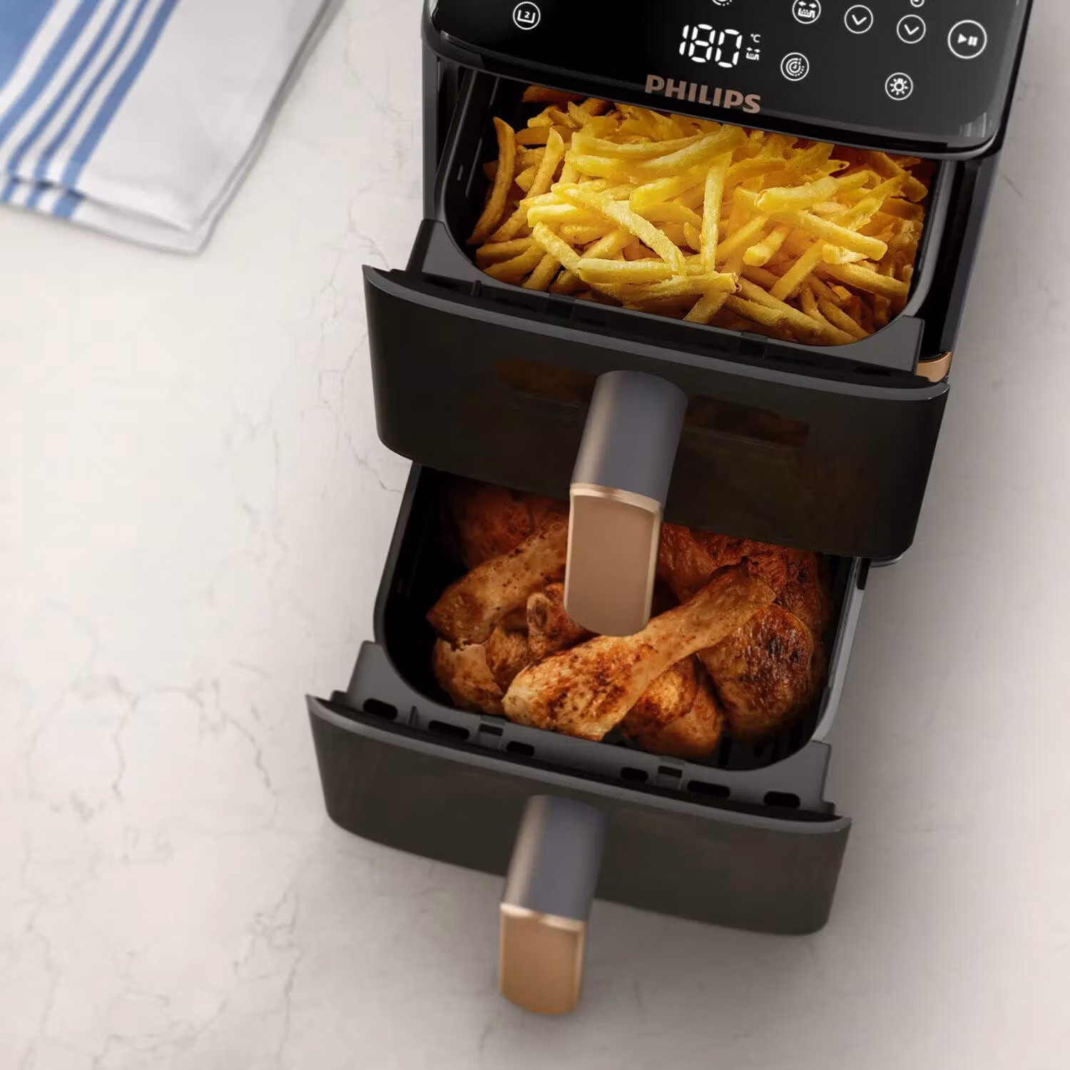 Philips 4000 series Dual Stack Airfryer Vertical Basket 10L Double Stand-alone 2750 W varmluftsfritös svart