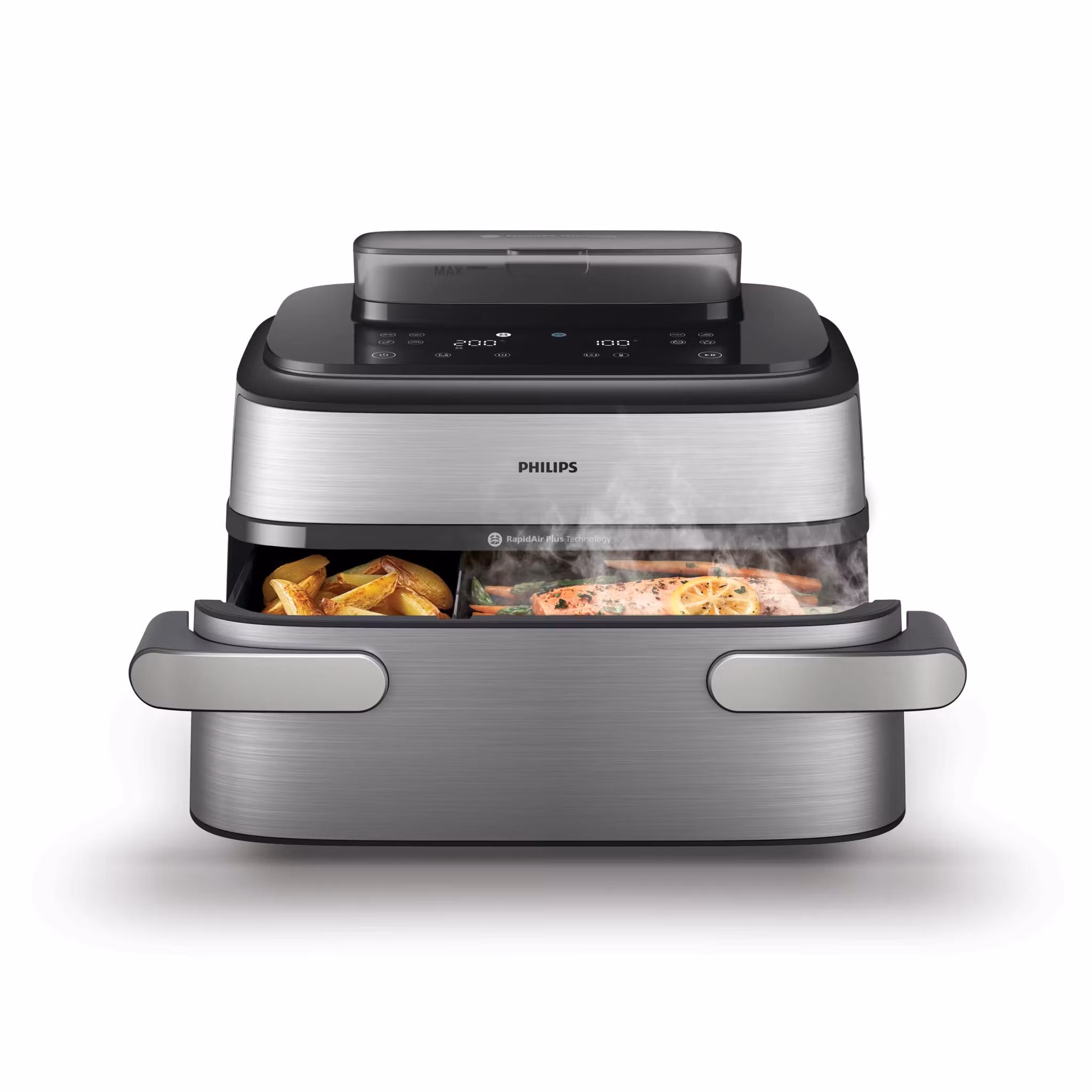 Philips 5000 series NA565/02 fritös Dubbel 9,5 L fristående 2750 W varmluftsfritös svart, silver, rostfritt stål