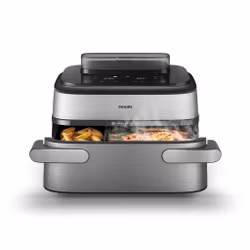 Philips 5000 series NA565/02 fritös Dubbel 9,5 L fristående 2750 W varmluftsfritös svart, silver, rostfritt stål