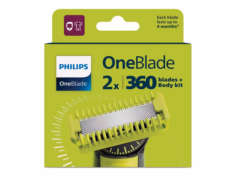Philips OneBlade 360 QP624/50 Utbytesblad 2-pack med kroppssats Svart/Grön/Silver