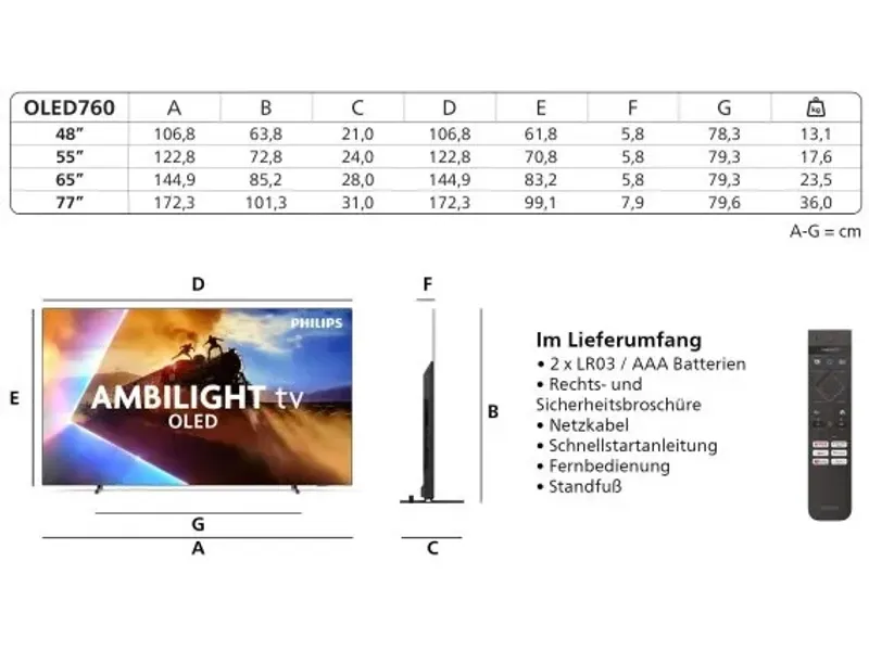 Philips Ambilight 48OLED760/12 48" Ambilight TV 4K Ultra HD Smart TV