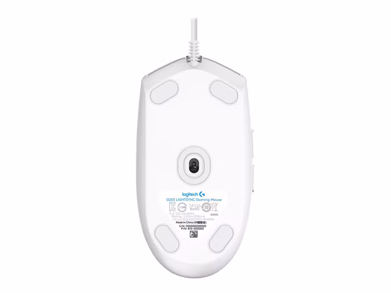 Logitech G203 LIGHTSYNC Optisk Trådbunden Gamingmus Vit