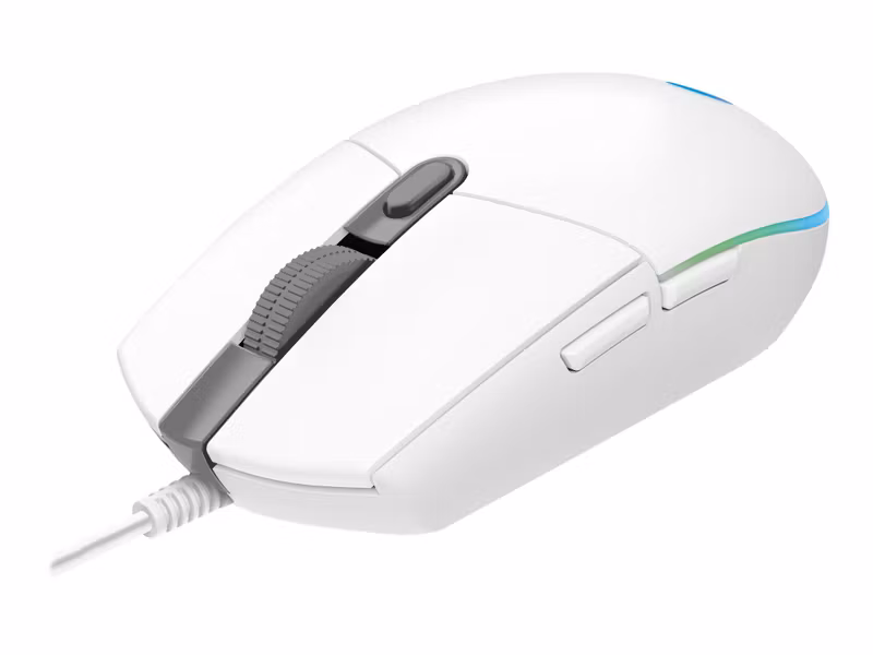 Logitech G203 LIGHTSYNC Optisk Trådbunden Gamingmus Vit