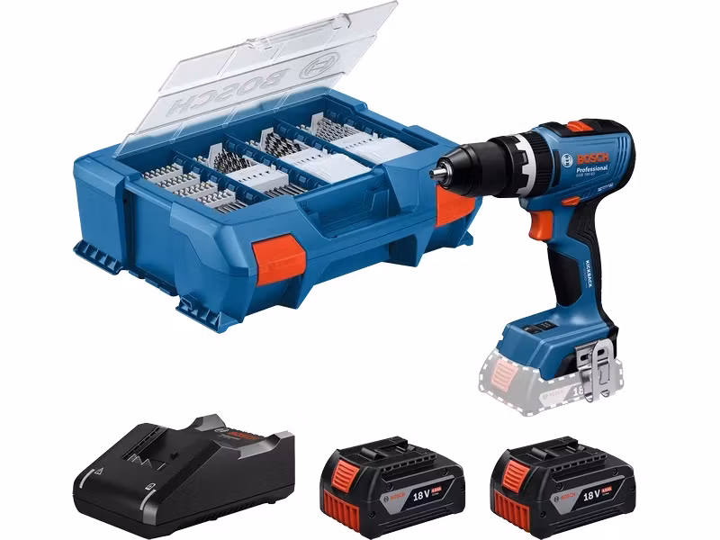 Bosch Professional GSB 18V-65 Sladdlös Slagborrmaskin med 2 × 4,0 Ah batterier