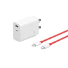 OnePlus SUPERVOOC 120 W Dual Ports GaN Hemmaladdare USB-C/USB-A med USB-C-kabel Vit