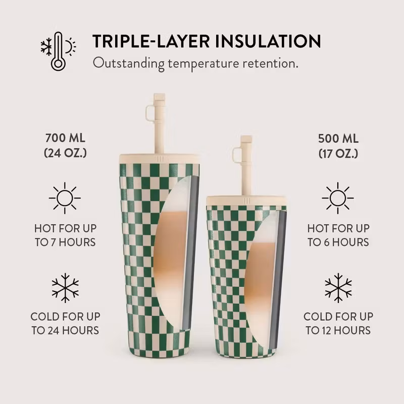 Burga Ivy League 500 ml Termosmugg med lock och sugrör i rostfritt stål