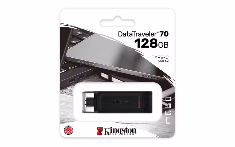 Kingston DataTraveler 70 128 GB USB-C 3.2 Gen 1 USB-minne Svart