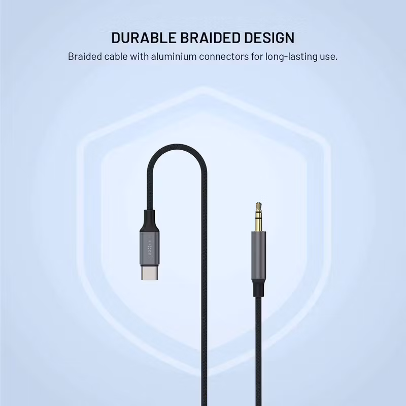 FIXED Link Premium USB-C till 3,5 mm Ljudkabel 1,5 m Rymdgrå