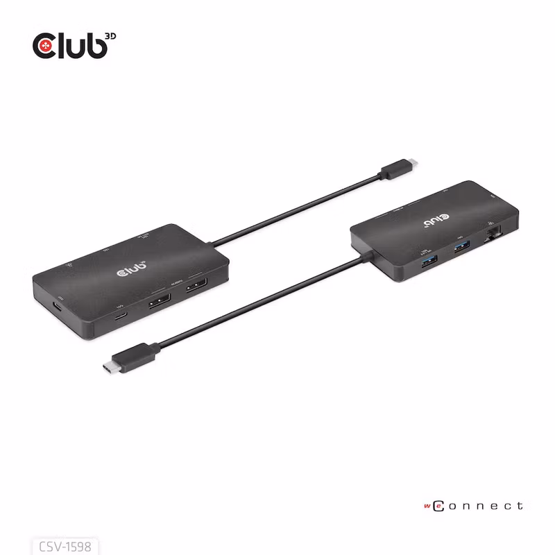 Club 3D CSV-1598 7-i-1 USB-C-dockningsstation med 2 × DisplayPort 4K 60 Hz och 100 W PD