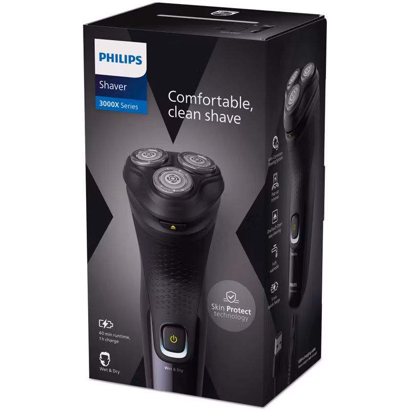 Philips Shaver 3000X Series X3021/00 Rakapparat för våt- och torrakning Svart