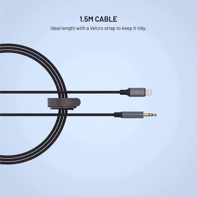 FIXED Link Premium Lightning till 3,5 mm hane Ljudkabel 1,5 m Rymdgrå
