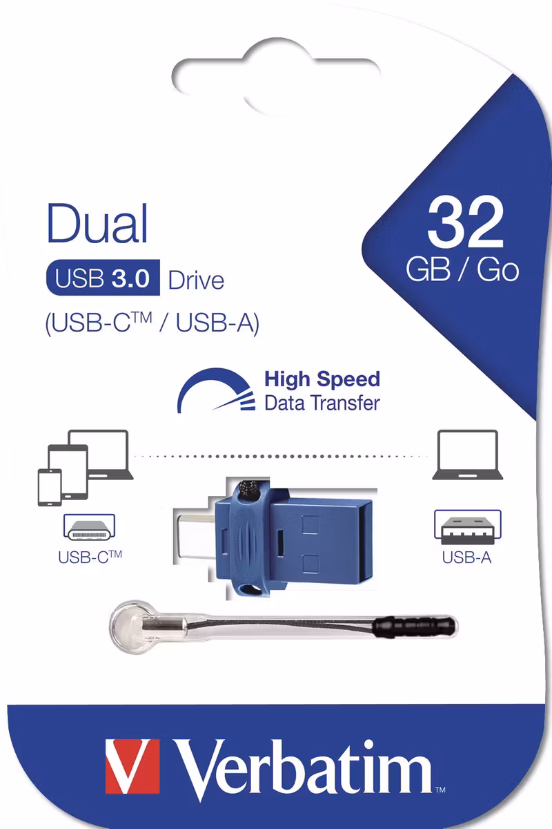 Verbatim Store 'n' Go Dual USB Drive 32 GB USB 3.2 Gen 1 USB-A/USB-C USB-minne Svart Blå