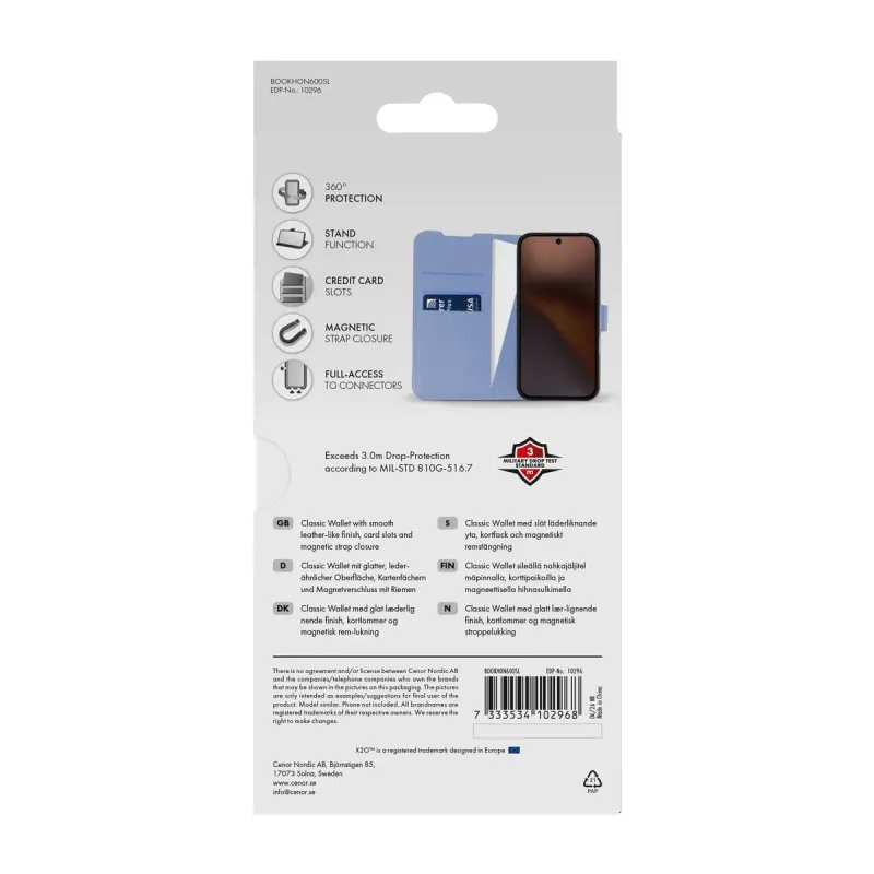 X2O Classic Wallet Plånboksfodral Honor 600 Smart Lavender