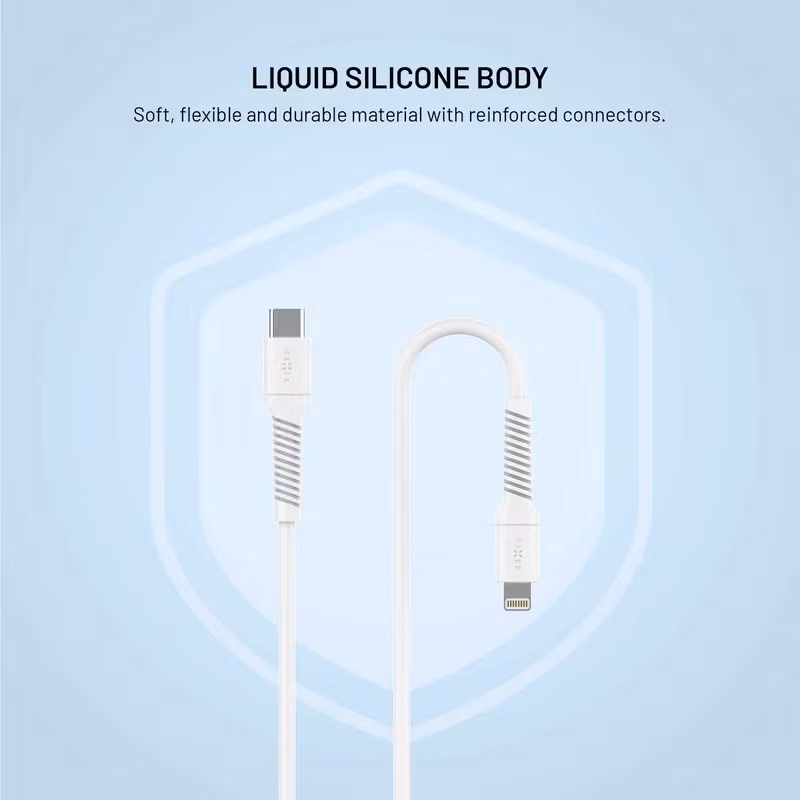 FIXED LIQUID USB-C till Lightning Silikonkabel 1,2 m Vit
