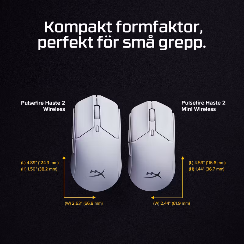 HyperX Pulsefire Haste 2 Mini Trådlös Optisk Gamingmus 6 knappar Vit