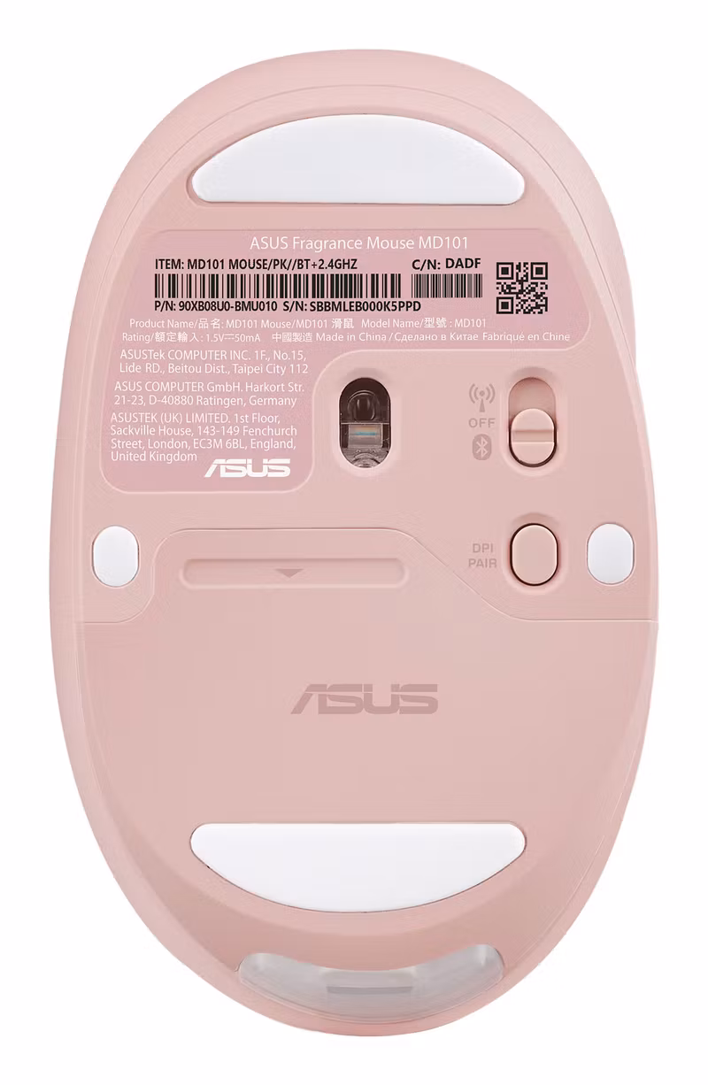 ASUS Fragrance MD101 Trådlös Optisk Mus med Doftfunktion Bluetooth och 2,4 GHz Rosa