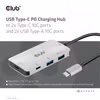 Club 3D CSV-1543 USB-C-hubb 10 Gbps med 2 × USB-C, 2 × USB-A och 100 W PD-laddning Grå