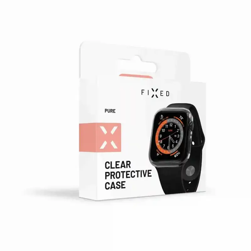 FIXED Pure Skyddsfodral med härdat glas för Apple Watch 45 mm Clear