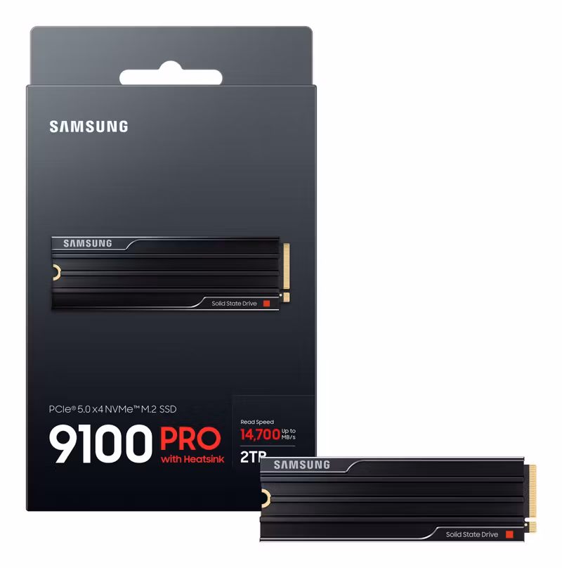 Samsung 9100 PRO MZ-VAP2T0CW 2 TB M.2 NVMe PCIe 5.0 Intern SSD med kylfläns