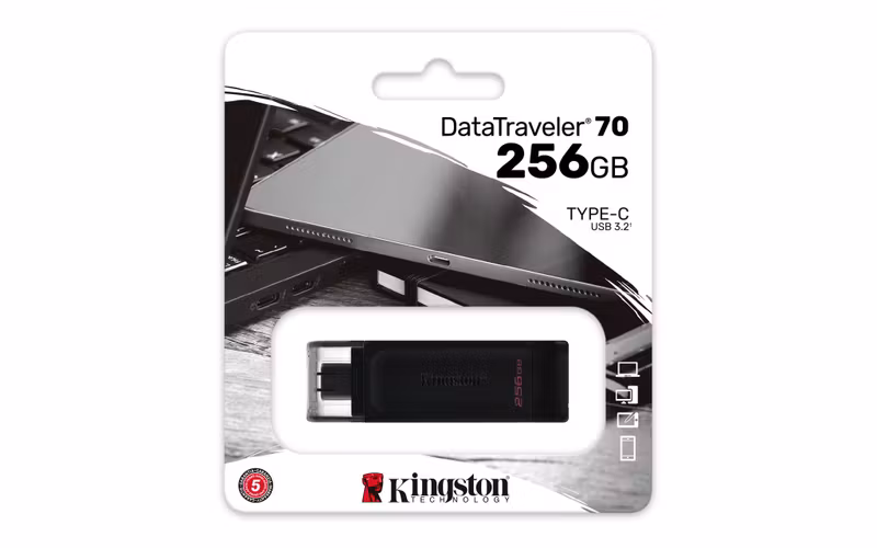 Kingston DataTraveler 70 256 GB USB-C 3.2 Gen 1 USB-minne Svart