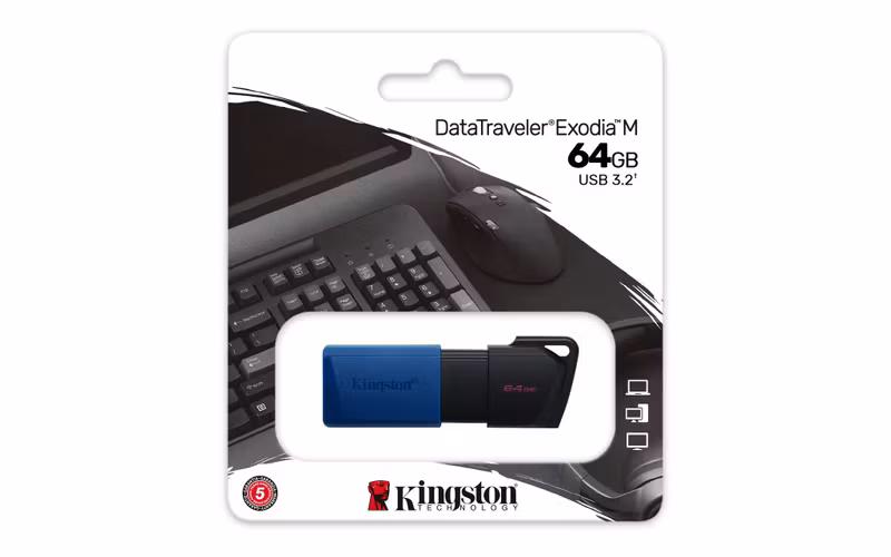 Kingston DataTraveler Exodia M 64 GB USB 3.2 Gen 1 USB-minne Svart Blå